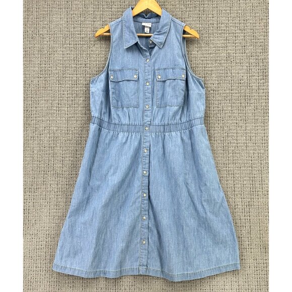 AVA & VIV Dress Womens Size 2X Blue Sleeveless Button Down Chambray Pockets NWOT - Picture 1 of 9